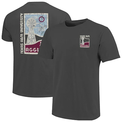 T-shirt graphite pour homme Texas A&M Aggies Comfort Colors, motif minimaliste Vista, effet vieilli