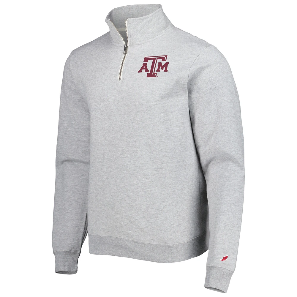 Sweat-shirt League Collegiate Wear gris Texas A&M Aggies Stack Essential en molleton léger avec fermeture éclair sur le quart