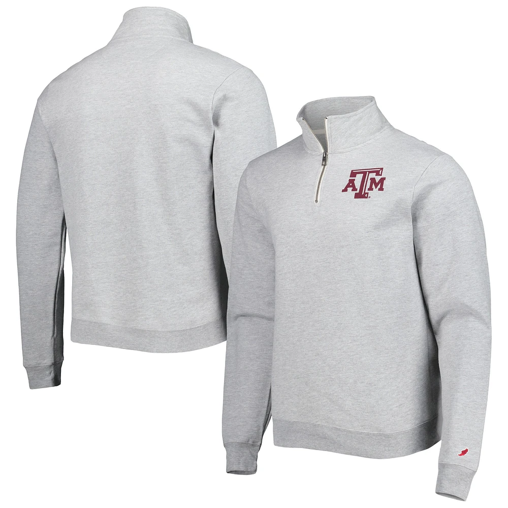 Sweat-shirt League Collegiate Wear gris Texas A&M Aggies Stack Essential en molleton léger avec fermeture éclair sur le quart