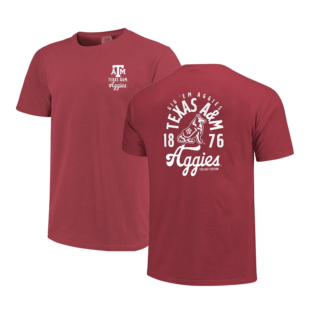 T-shirt confortable à superposition de mascotte Texas A&M Aggies pour homme, couleur marron