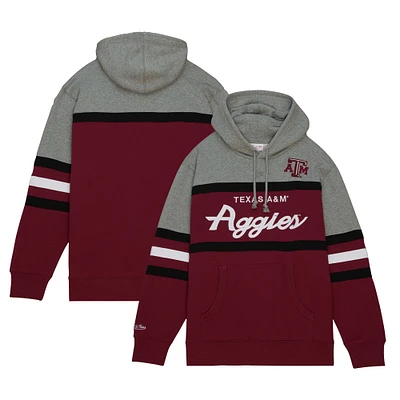 Men's Mitchell & Ness Crimson Texas A&M Aggies Head Coach Pullover Hoodie