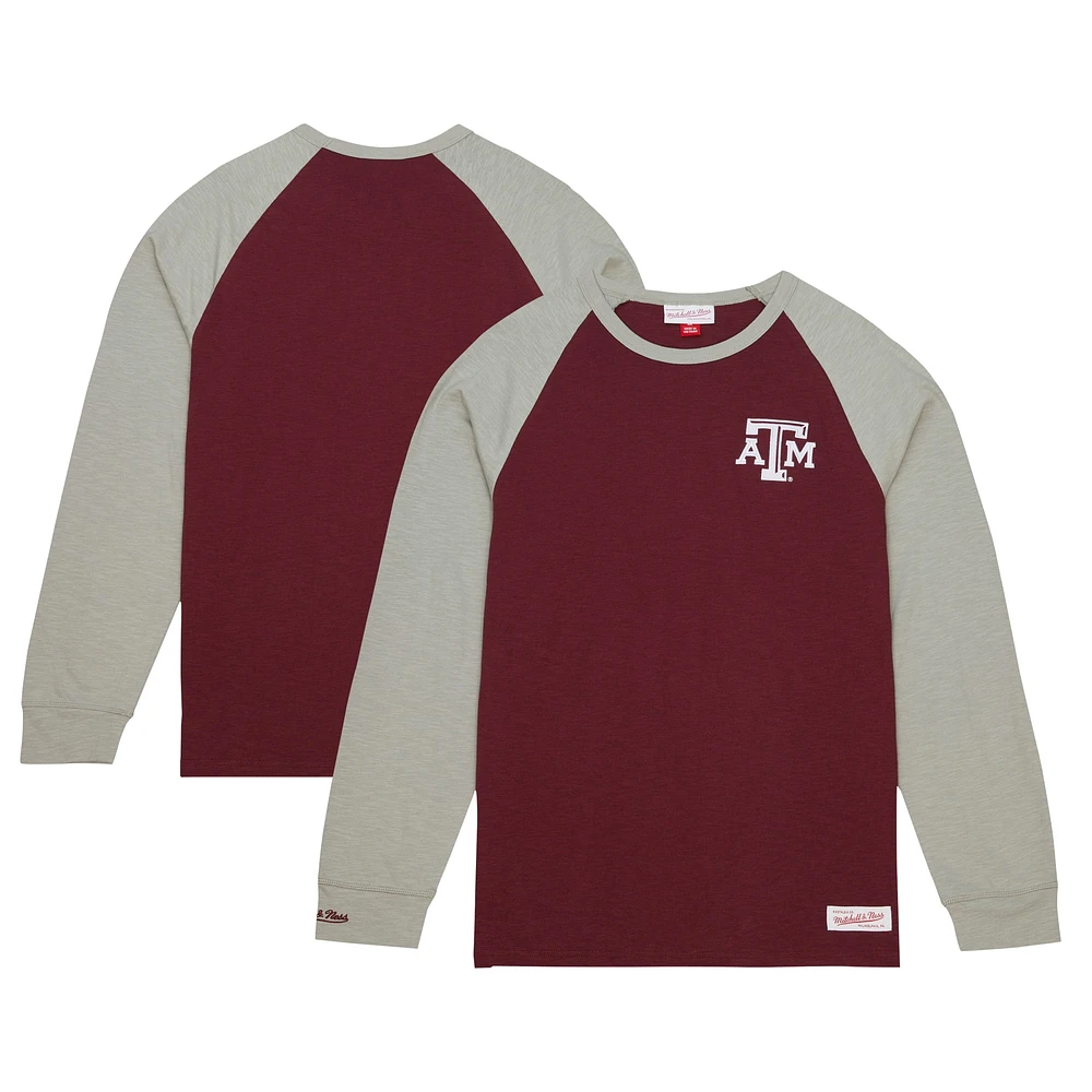 Men's Mitchell & Ness Maroon Texas A&M Aggies Legendary Slub Raglan Long Sleeve T-Shirt