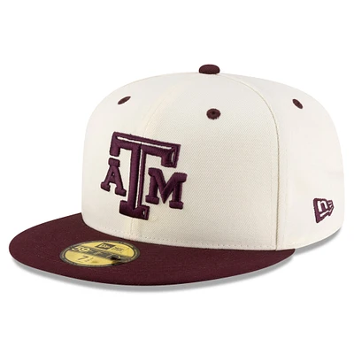 Men's New Era Cream/Maroon Texas A&M Aggies On-Field 59FIFTY Fitted Hat