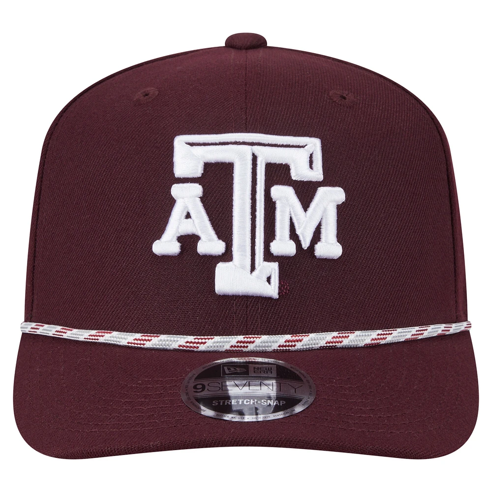 Casquette extensible à boutons-pression New Era 9SEVENTY pour homme, couleur bordeaux, Texas A&M Aggies Gameday