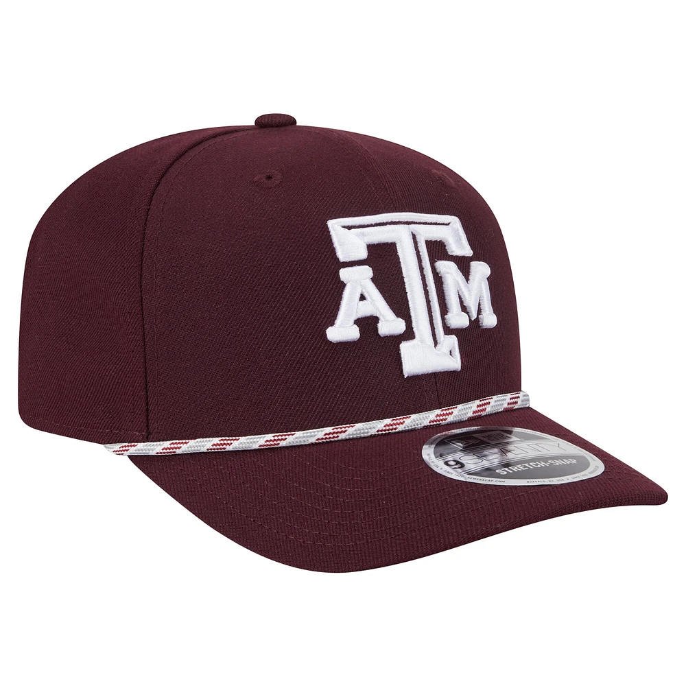 Casquette extensible à boutons-pression New Era 9SEVENTY pour homme, couleur bordeaux, Texas A&M Aggies Gameday