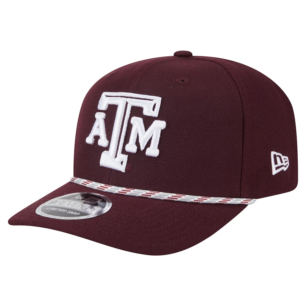 Casquette extensible à boutons-pression New Era 9SEVENTY pour homme, couleur bordeaux, Texas A&M Aggies Gameday