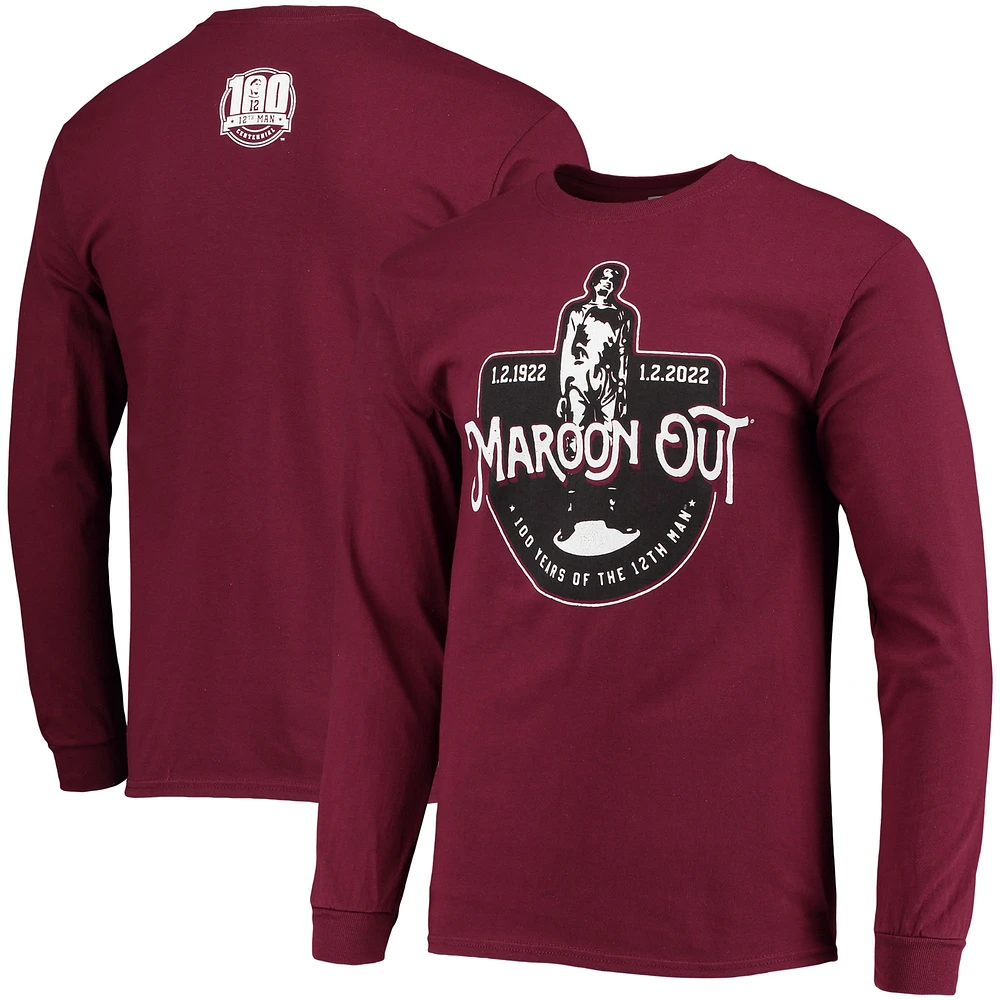 T-shirt à manches longues Texas A&M Aggies 2022 Maroon Out 100 Years of the 12th Man pour homme