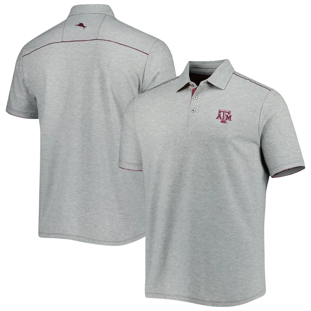 Polo Tommy Bahama gris chiné pour homme Texas A&M Aggies IslandZone Tailgater