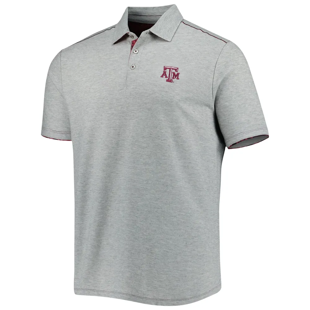 Polo Tommy Bahama gris chiné pour homme Texas A&M Aggies IslandZone Tailgater