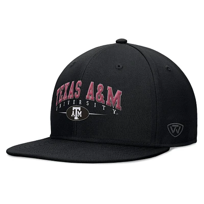 Casquette Snapback Top of the World noire Texas A&M Aggies Bullpen pour hommes