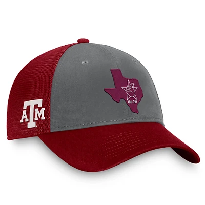 Casquette ajustable pour homme Top of the World Texas A&M Aggies Origin Trucker gris/marron