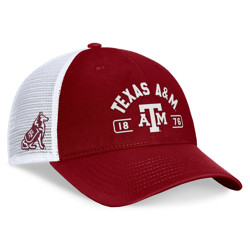 Casquette réglable Top of the World marron/blanc Texas A&M Aggies Free Kick Trucker pour hommes