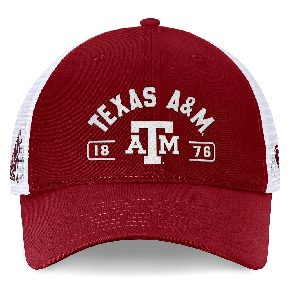 Casquette réglable Top of the World marron/blanc Texas A&M Aggies Free Kick Trucker pour hommes