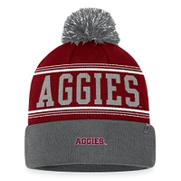 Bonnet en tricot à revers pour hommes Top of the World marron Texas A&M Aggies avec pompon