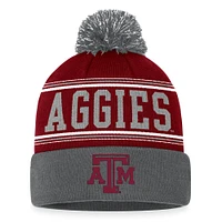 Bonnet en tricot à revers pour hommes Top of the World marron Texas A&M Aggies avec pompon