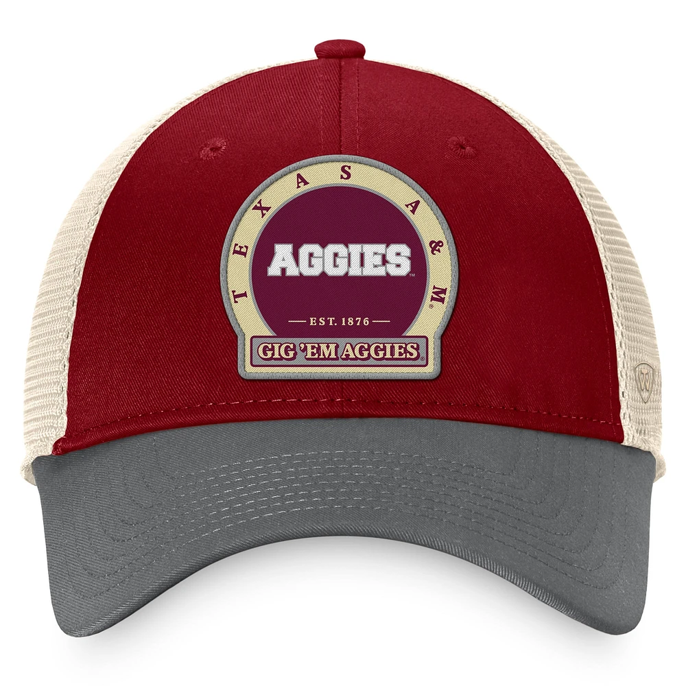 Casquette réglable Top of the World Maroon Texas A&M Aggies Refined Trucker pour hommes