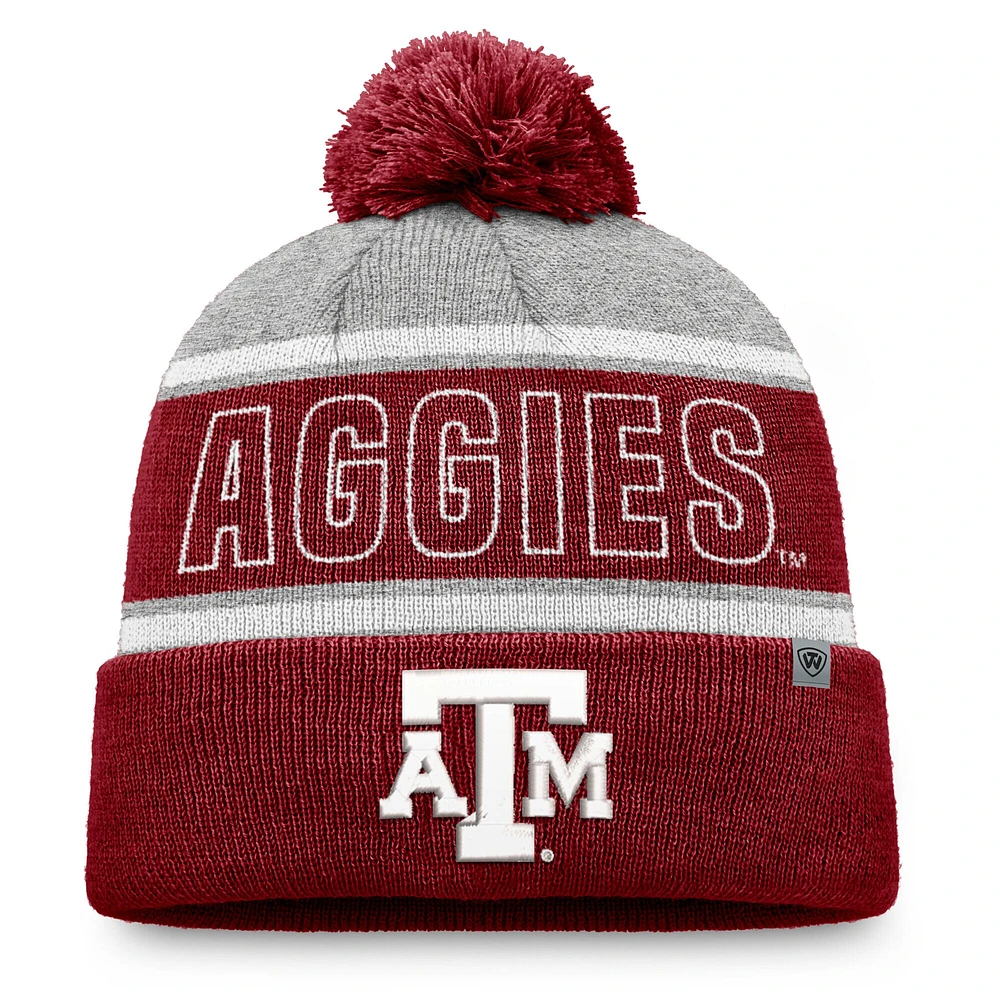 Men's Top of the World Maroon Texas A&M Aggies Two-Tone Cuffed Knit Hat with Pom