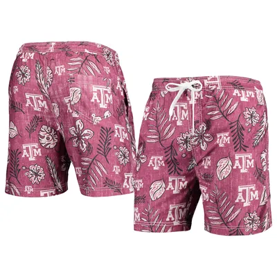 Texas A&M Aggies Wes & Willy Vintage Floral Swim Trunks - Maroon