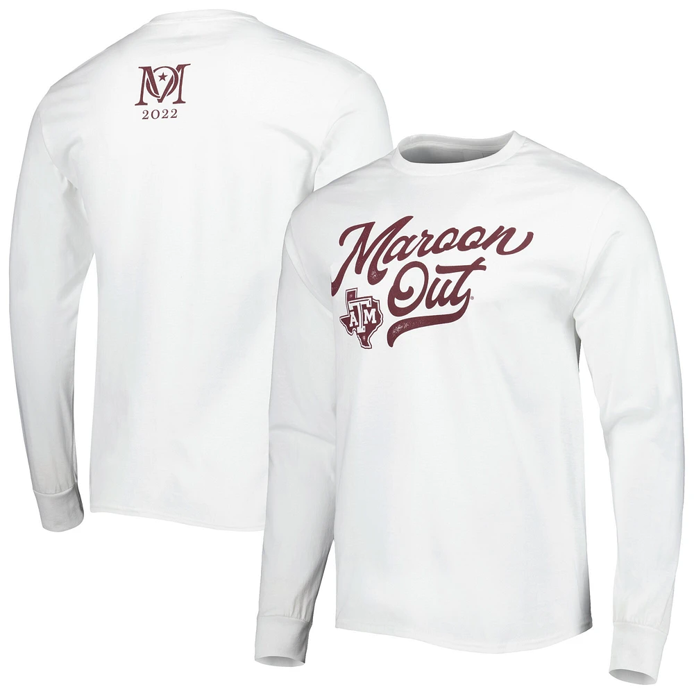 Men's White Texas A&M Aggies 2022 Maroon Out Stripe the Stands Long Sleeve T-Shirt