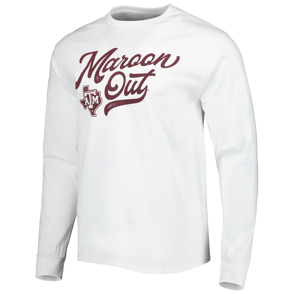 Men's White Texas A&M Aggies 2022 Maroon Out Stripe the Stands Long Sleeve T-Shirt