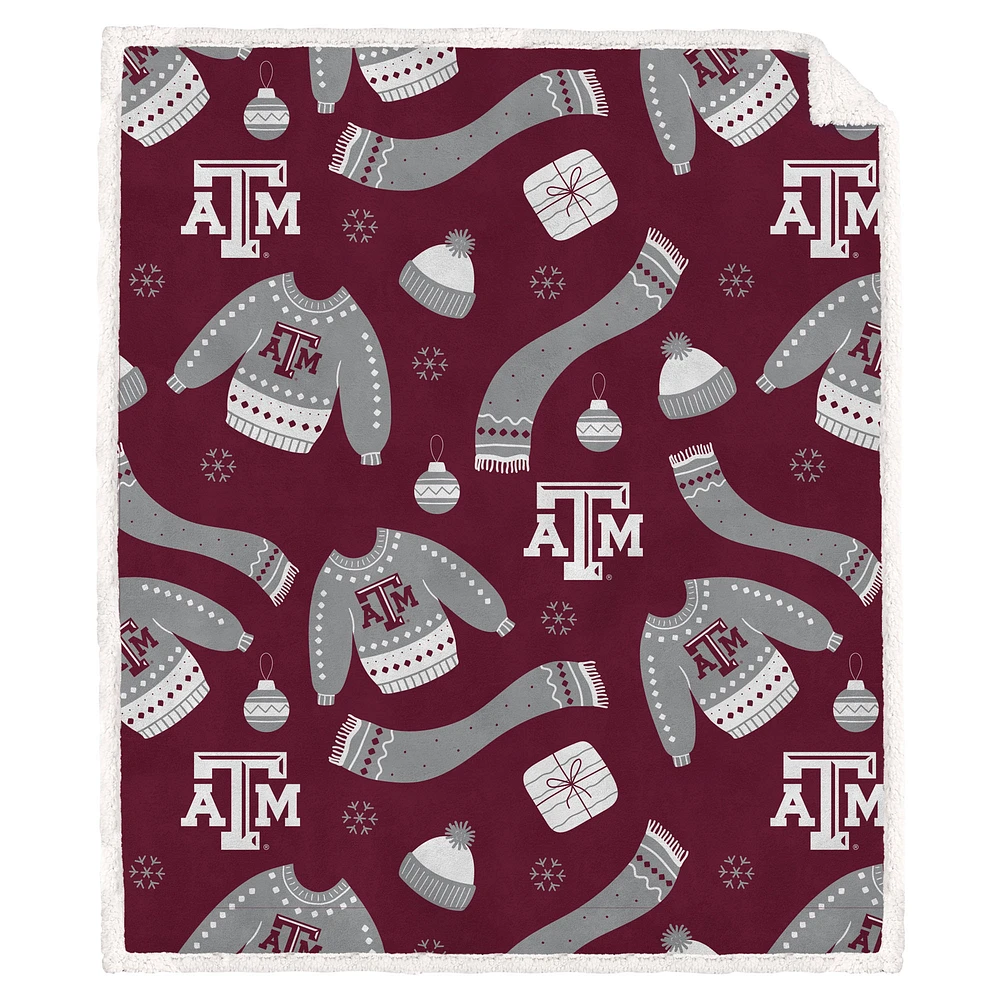 Pegasus Texas A&M Aggies Couverture Sherpa en flanelle polaire 60 x 70 cm