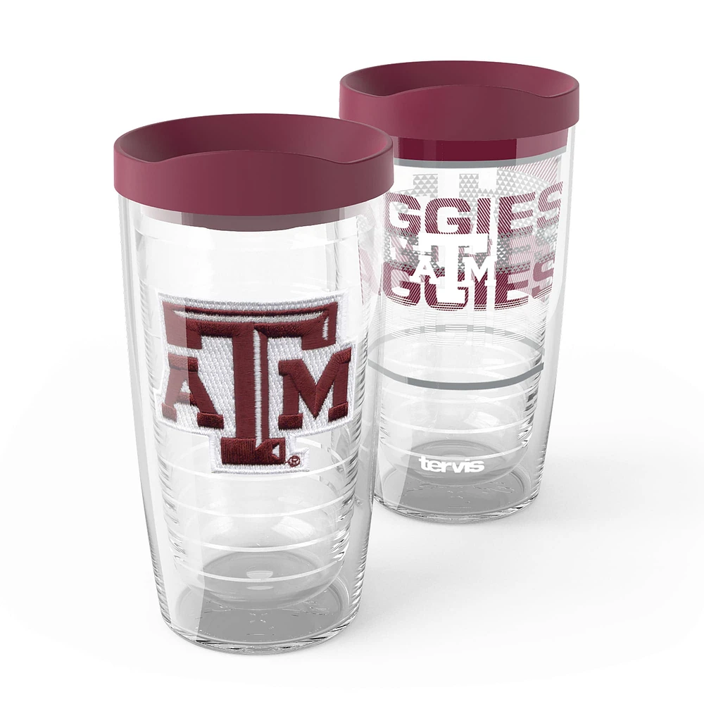 Tervis Texas A&M Aggies, paquet de 2, 16 oz. Ensemble de gobelets concurrents et emblèmes