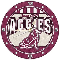 Horloge murale en verre artistique Texas A&M Aggies de 12 po