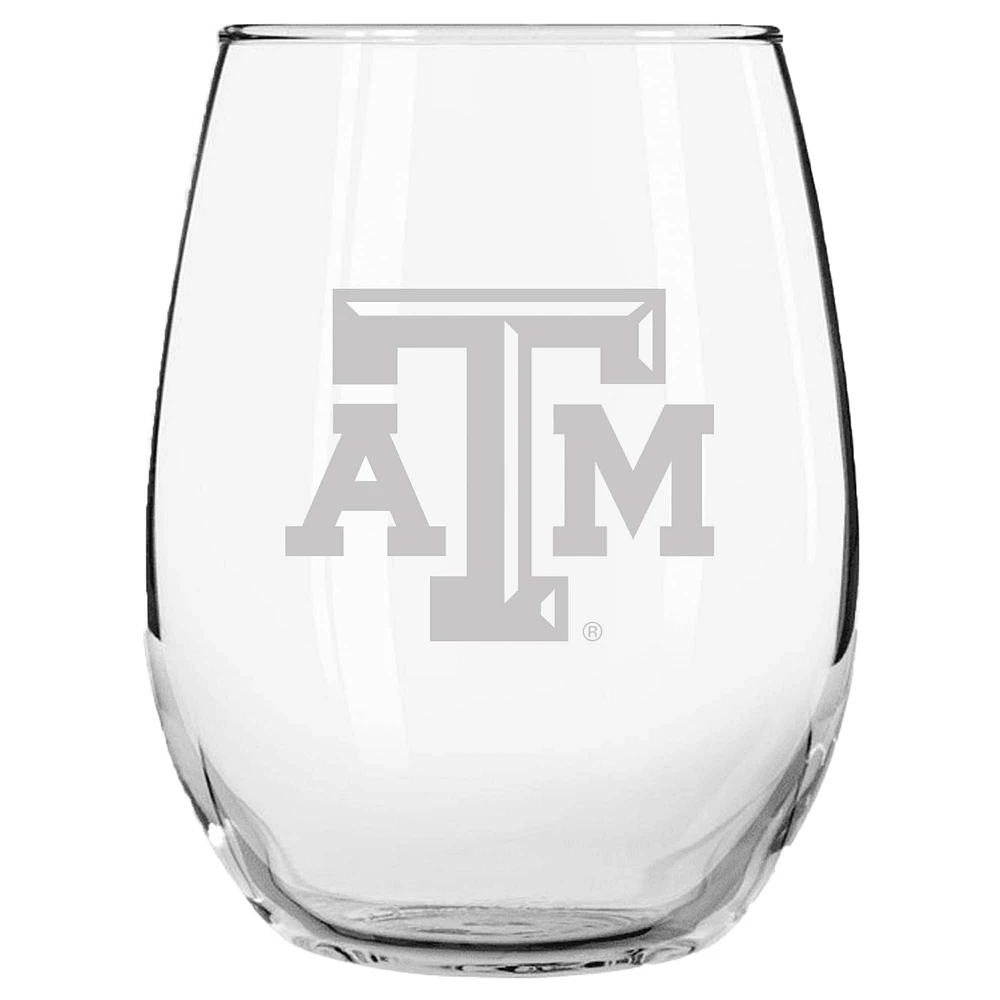 Texas A&M Aggies 15oz. Etched Stemless Glass Tumbler