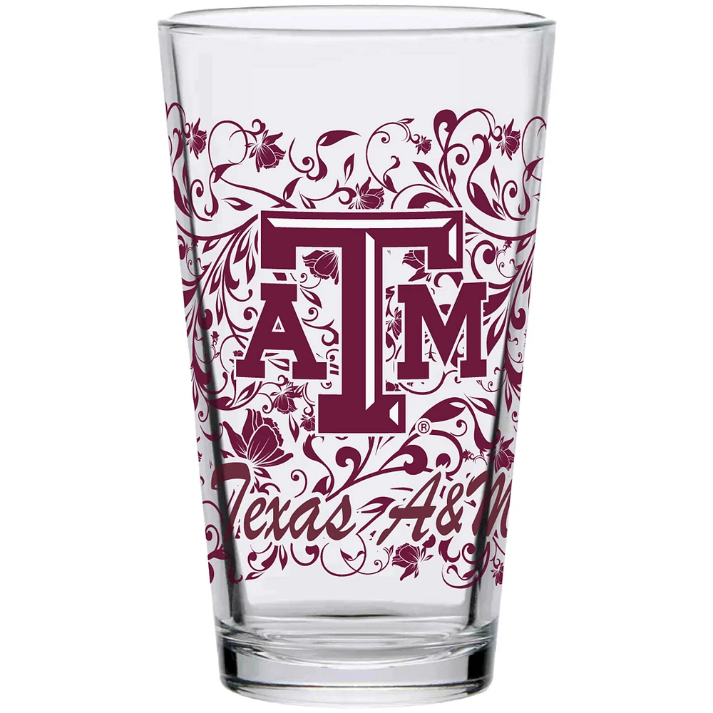 Texas A&M Aggies 16oz. Verre à Pinte Floral