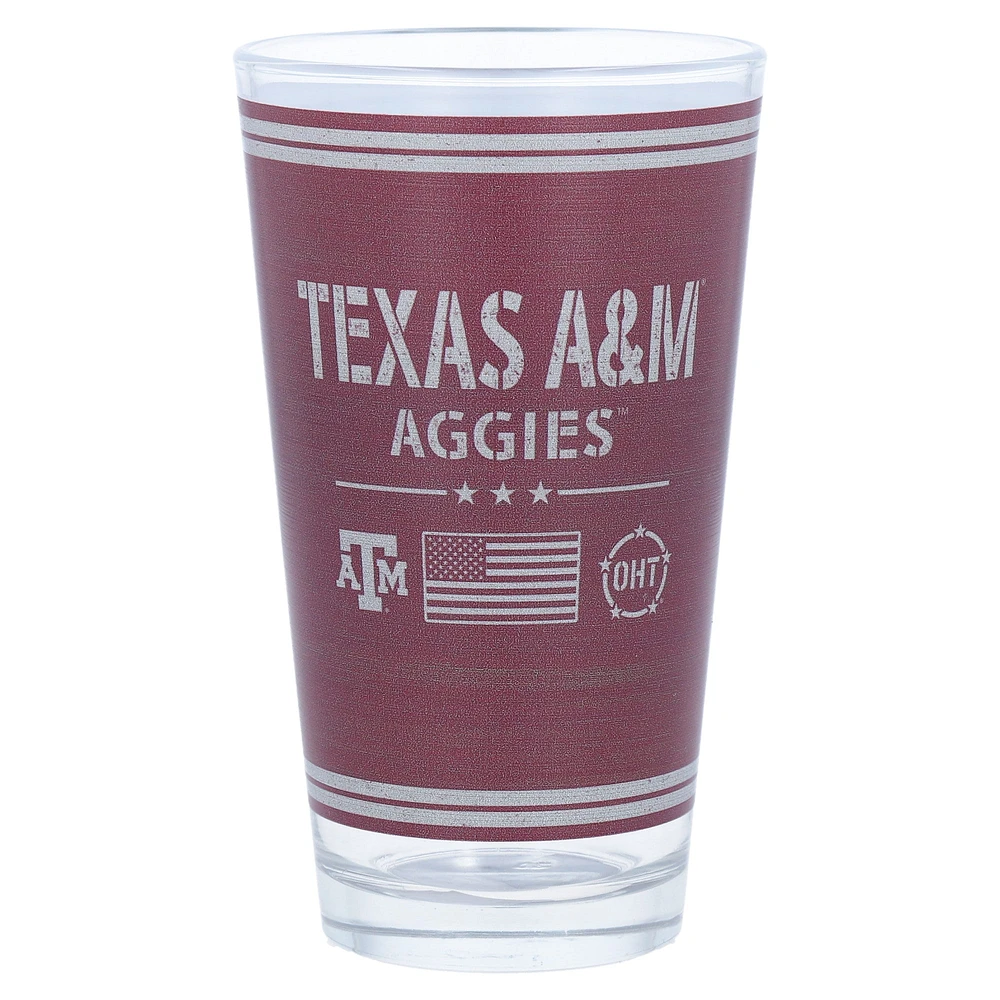 Texas A&M Aggies 16oz. Verre à pinte d’appréciation militaire OHT