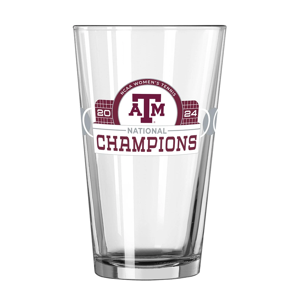 Texas A&M Aggies Champions nationaux de tennis féminin NCAA 2024 16oz. Verre à pinte