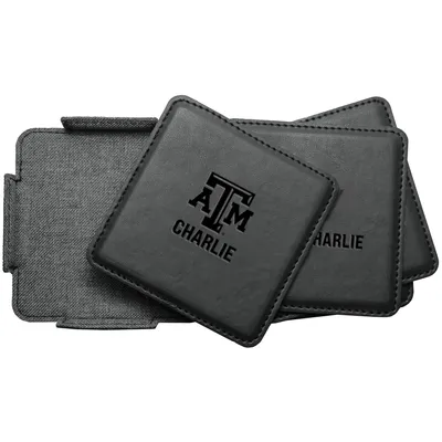 Texas A&M Aggies 4-Pack Personalized Leather Coaster Set