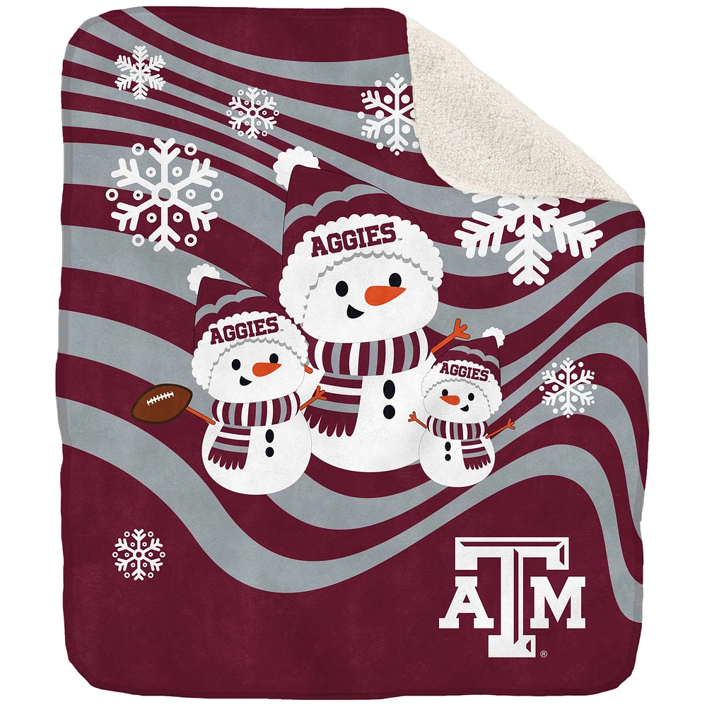 Couverture Sherpa bonhomme de neige Texas A&M Aggies 50'' x 60''