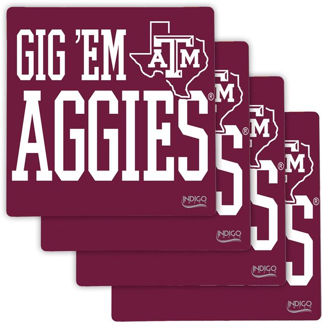 Ensemble de quatre sous-verres spécialisés Texas A&M Aggies