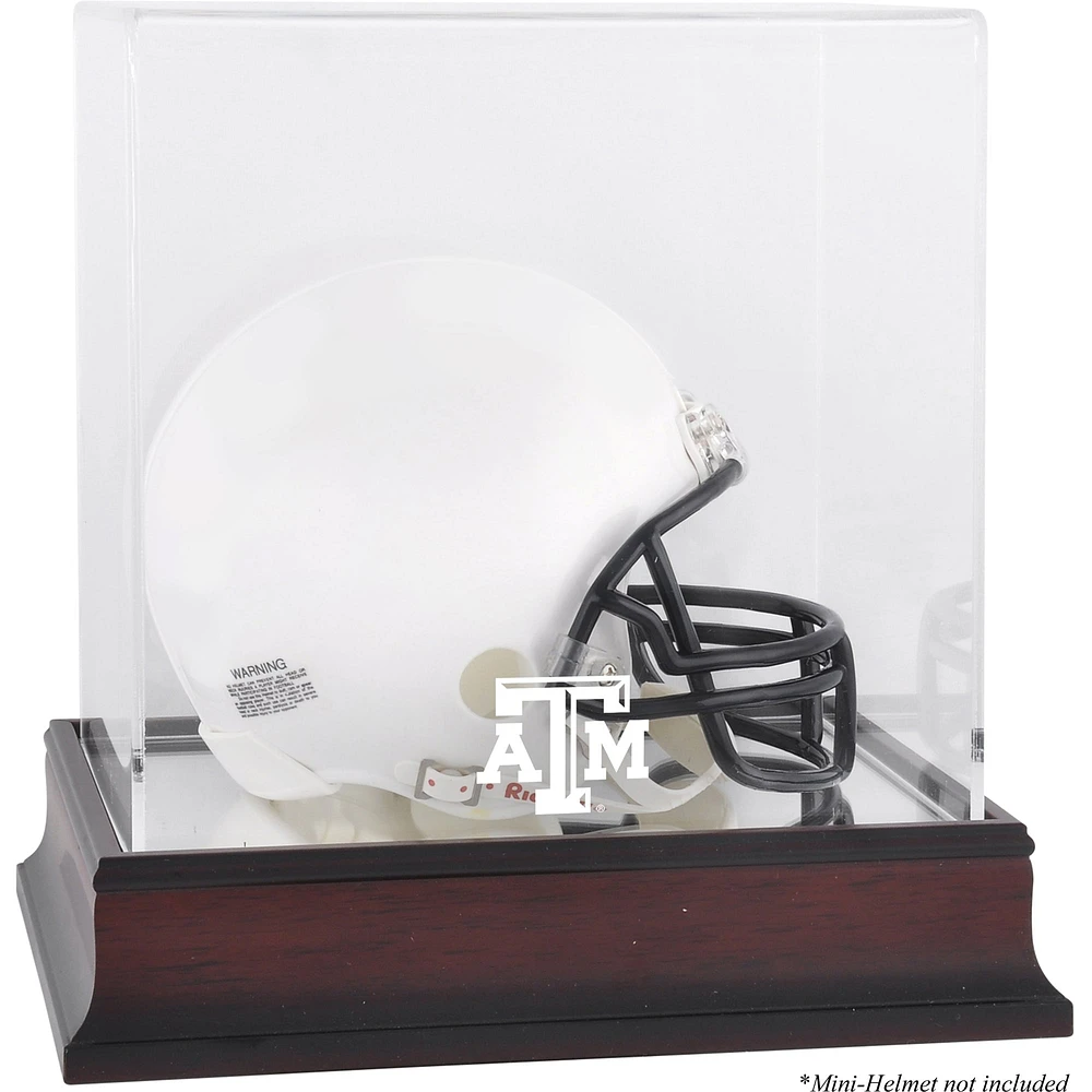 Texas A&M Aggies Mahogany Logo Mini Helmet Display Case with Mirror Back
