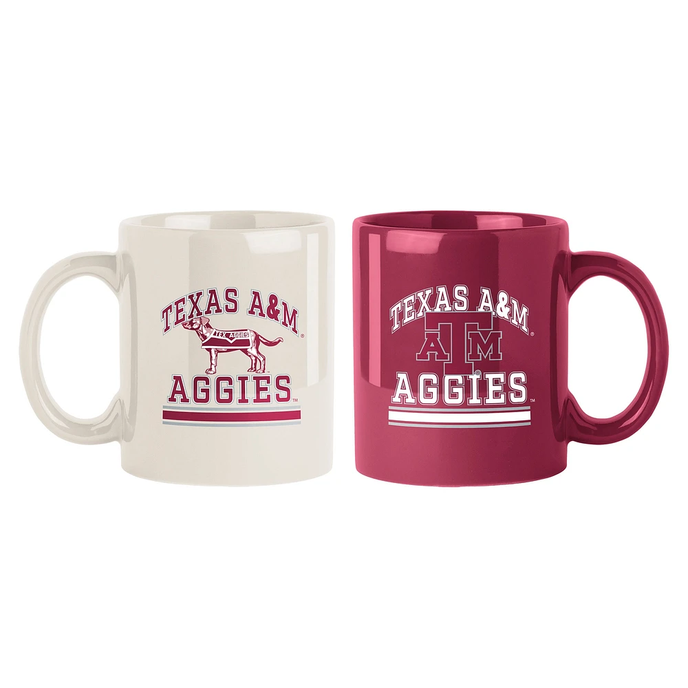 Lot de deux tasses colorées de 15 oz des Texas A&M Aggies