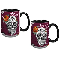 Lot de deux tasses à café Texas A&M Aggies « Dia De Los Muertos »