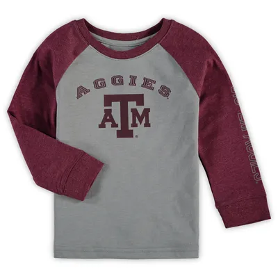 Texas A&M Aggies Colosseum Toddler Long Sleeve Raglan T-Shirt - Heathered Gray