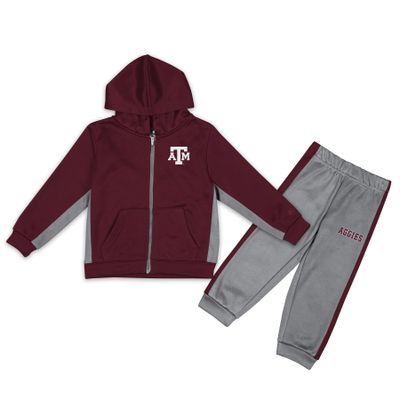 Toddler Colosseum Maroon/Gray Texas A&M Aggies Shark Full-Zip Hoodie Jacket & Pants Set