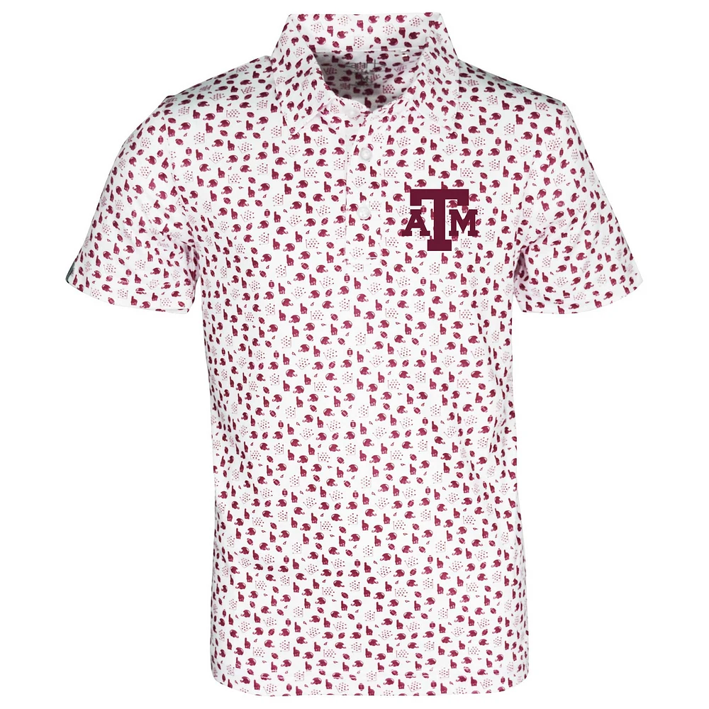 Polo blanc à imprimé intégral Earnest des Texas A&M Aggies pour tout-petits