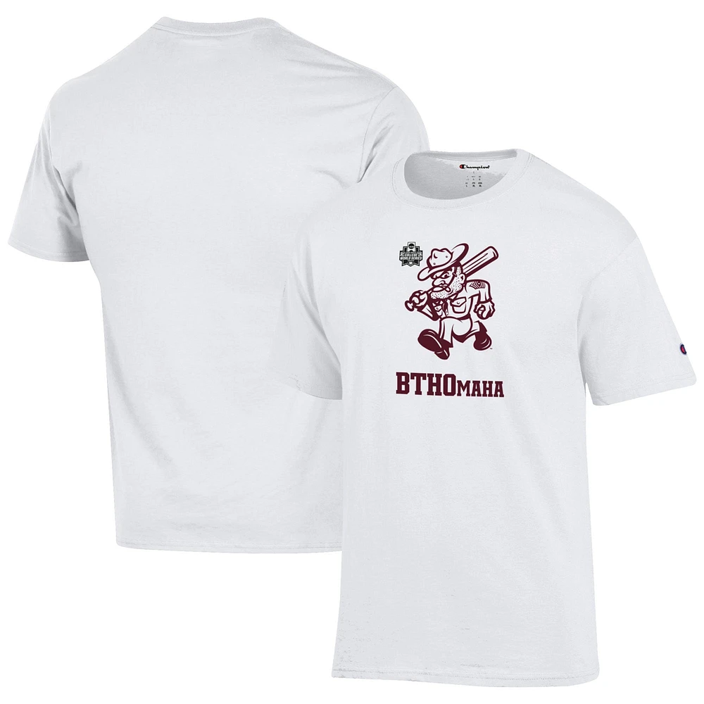 Champion unisexe blanc Texas A&M Aggies 2024 NCAA Baseball College World Series BTHOmaha T-shirt