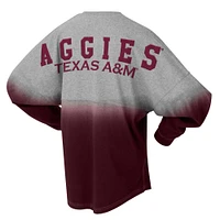 Unisex Spirit Jersey Maroon/Gray Texas A&M Aggies Ombre Long Sleeve T-Shirt