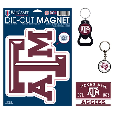 WinCraft Texas A&M Aggies 4-Pack Key Rings and Magnets Set