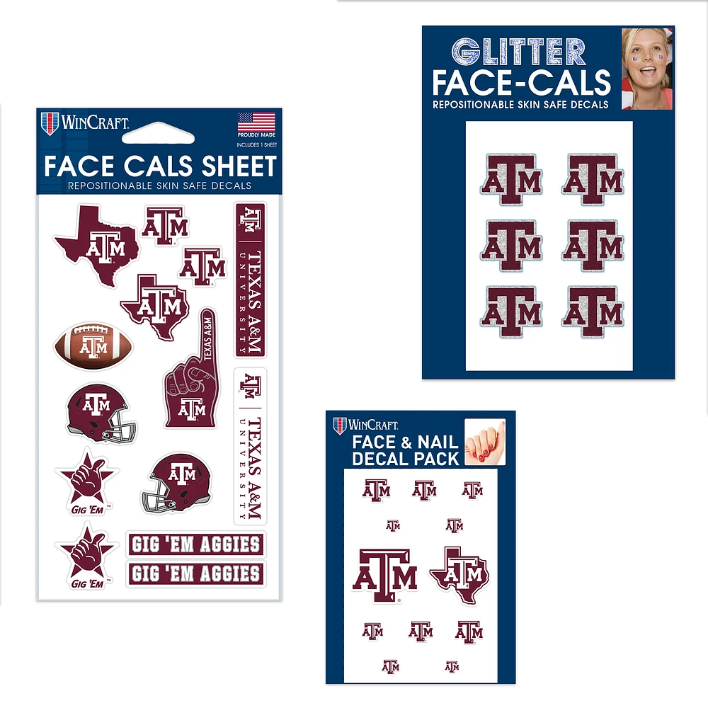 WinCraft Texas A&M Aggies 4" x 7" Waterless Tattoos Set