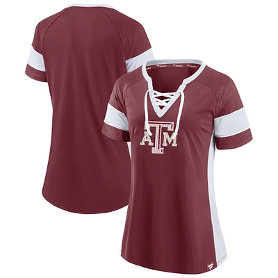 Women's Fanatics  Maroon Texas A&M Aggies Unmasked Hero Block Party Athena Lace-Up Top