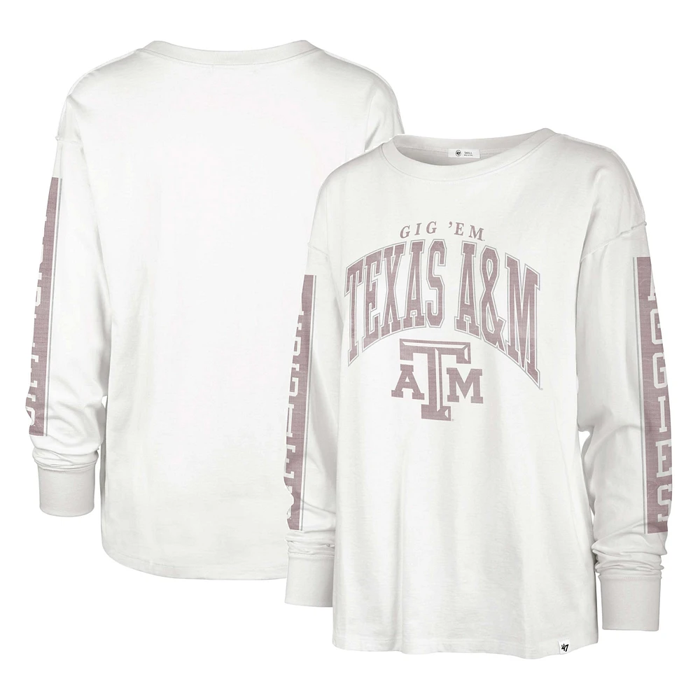 T-shirt à manches longues '47 Cream Texas A&M Aggies Statement SOA 3-Hit pour femmes