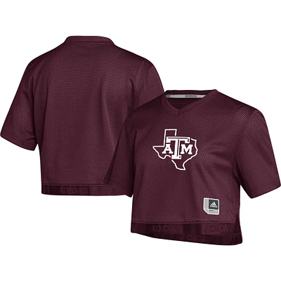 Maillot court adidas Texas A&M Aggies Primegreen à col en V pour femme