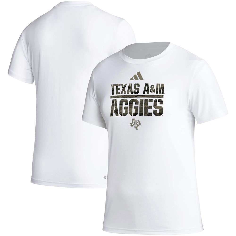 T-shirt d'avant-match adidas Texas A&M Aggies AEROREADY pour femme blanc