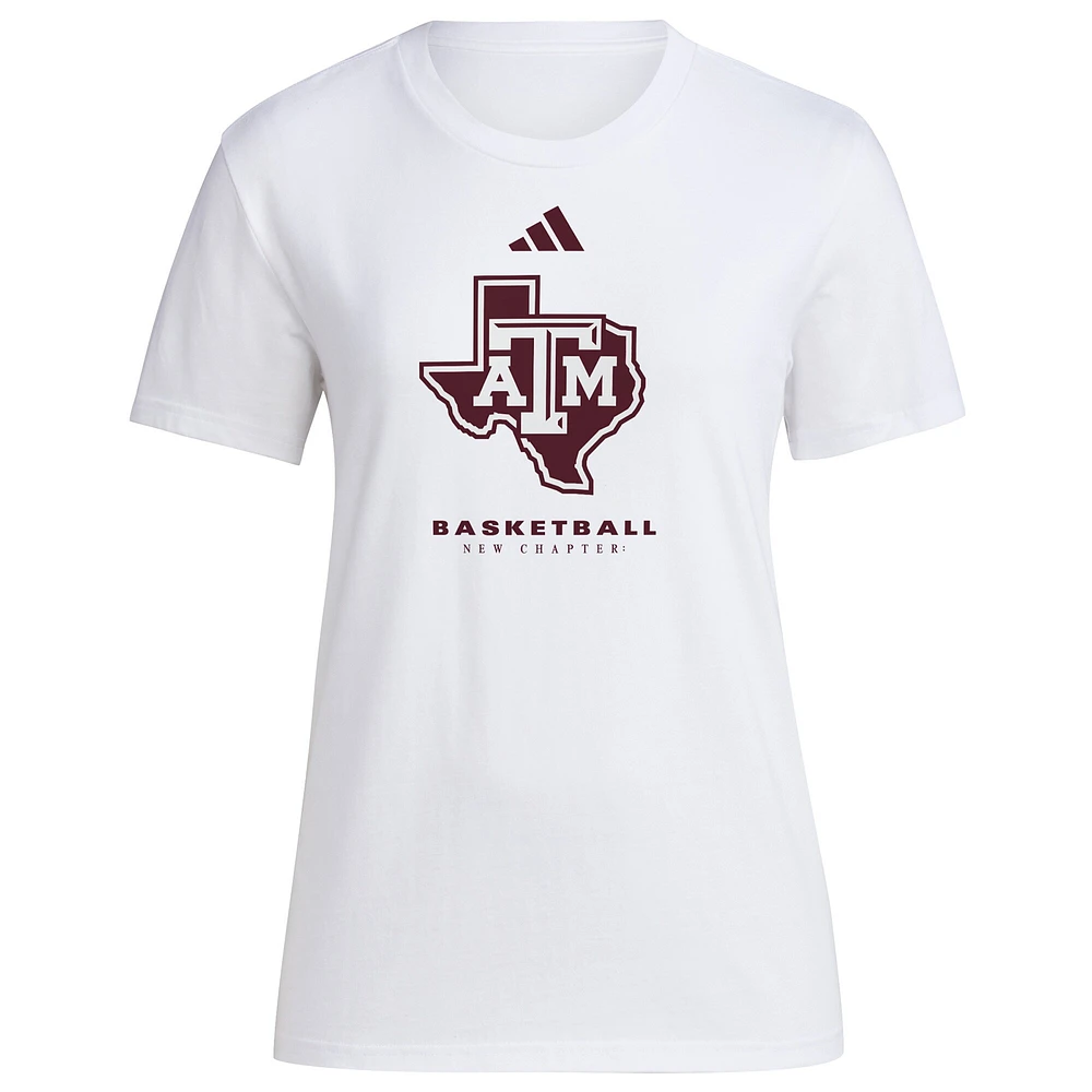 T-shirt adidas Texas A&M Aggies Bench blanc pour femme