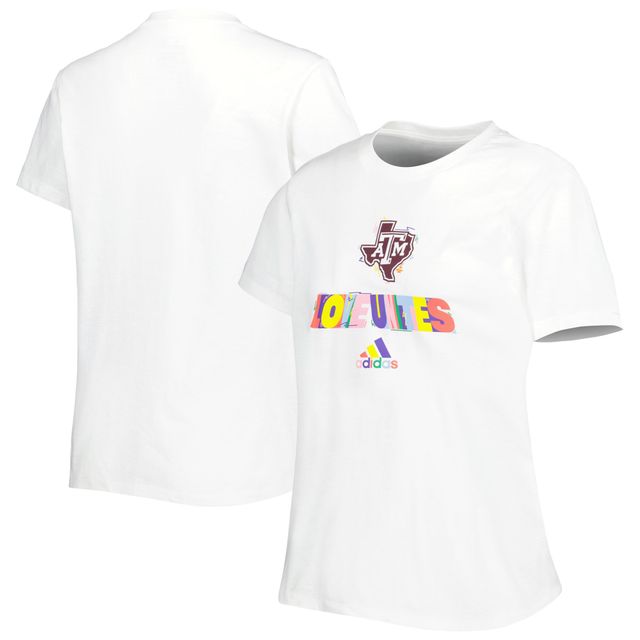 T-shirt adidas Texas A&M Aggies Fresh Pride pour femme, blanc